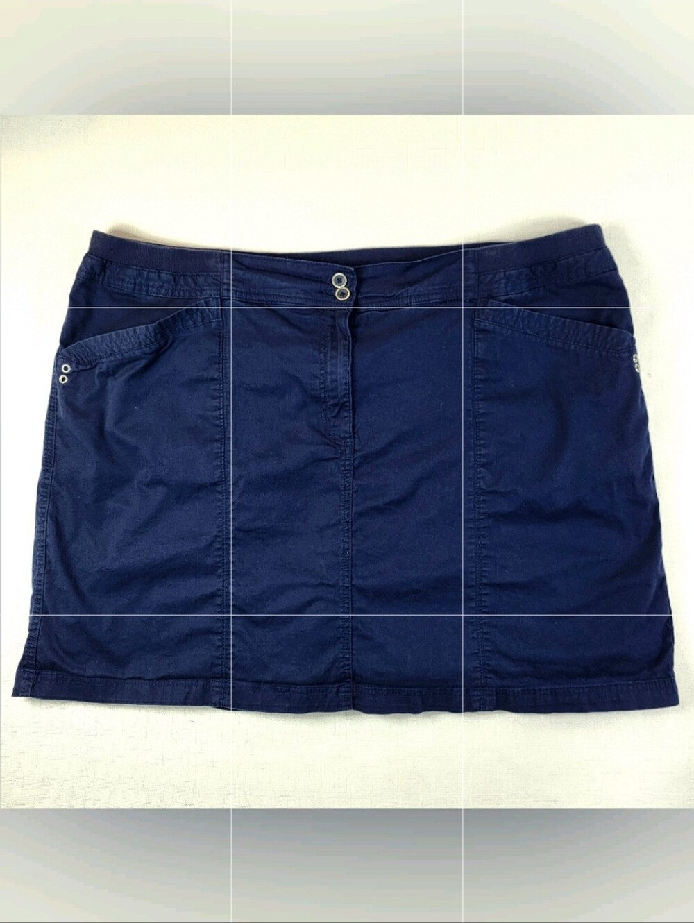 Karen Scott Blue SKORT Womens Plus Size 22W Double Button Comfort Waist Pckt Zip